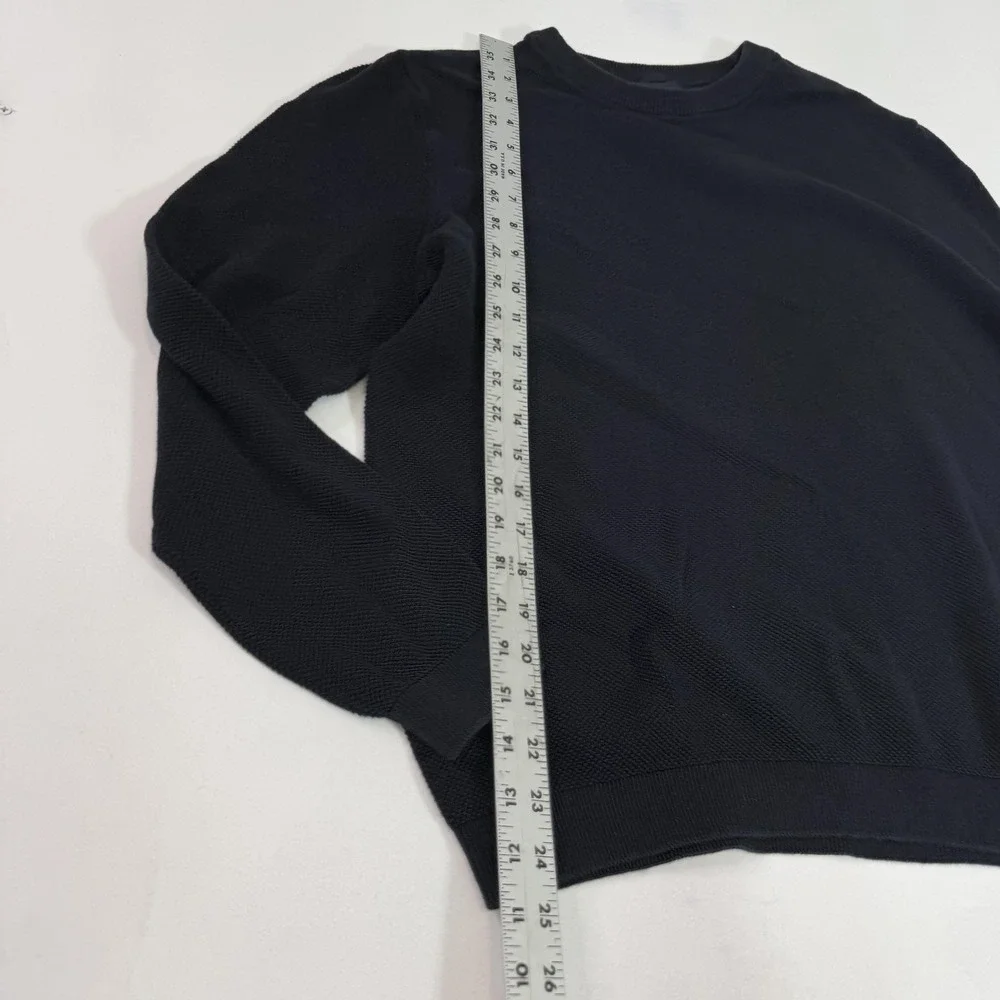 Piombo Sweater Mens Medium Black Crewneck Textured Knit Pullover Classic Casual